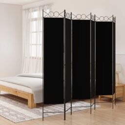 Berkfield Home 6-Panel Room Divider Black 240x200 cm Fabric - thumbnail 1
