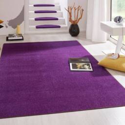 THE RUGS Uni Colours Modern Plain Rug Short Pile Polypropylene Area Rug in Purple - Size: 133 cm diameter - thumbnail 6