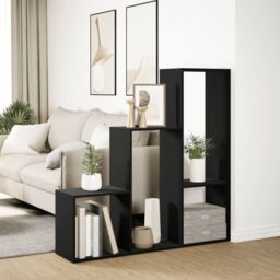 Berkfield Home Room Divider Bookcase 3-Tier Black 123x29x123 cm Engineered Wood - Size: 123 x 29 x 123 cm - thumbnail 4