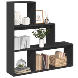 Berkfield Home Room Divider Bookcase 3-Tier Black 123x29x123 cm Engineered Wood - Size: 123 x 29 x 123 cm - thumbnail 1