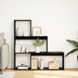 Berkfield Home Room Divider Bookcase 3-Tier Black 123x29x123 cm Engineered Wood - Size: 123 x 29 x 123 cm - thumbnail 3