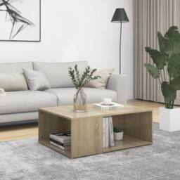 Berkfield Home Modern Coffee Table Sonoma Oak 90x67x33 cm Engineered Wood in Light Tan - Size: 90 x 67 x 33 cm - thumbnail 2