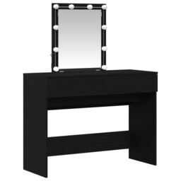 Berkfield Home Dressing Table with Mirror&LED Lights Black Oak Engineered Wood - thumbnail 4
