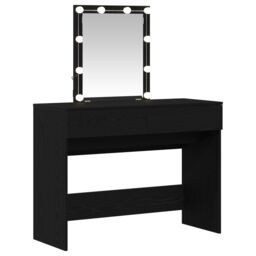 Berkfield Home Dressing Table with Mirror&LED Lights Black Oak Engineered Wood - thumbnail 2