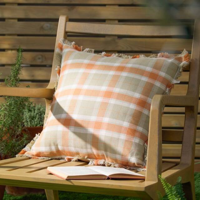 Voyage Maison Arrochar Tartan Woven Indoor/Outdoor Cushion in Orange - Size: 50 cm x 50 cm - image 1