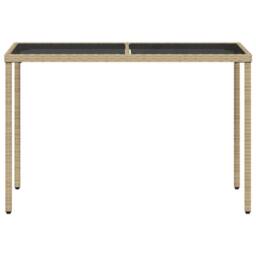 Berkfield Home Garden Table with Glass Top Beige 115x54x74 cm Poly Rattan - Size: 115 x 54 x 74 cm - thumbnail 4