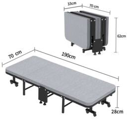 NESTLUNE Heavy Duty Single Folding Bed w/Mattress Portable in Grey - thumbnail 2