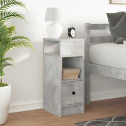Berkfield Home Bedside Cabinet with Drawer Concrete Grey 25x31x66 cm - Size: 25 x 31 x 66 cm - thumbnail 3