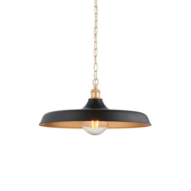 Netlighting Afragola Dome Pendant Ceiling Light Matt Black Satin Gold Paint - image 1