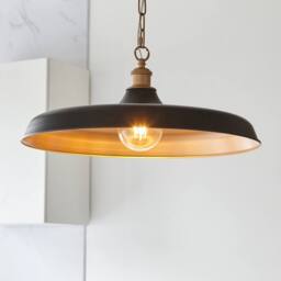Netlighting Afragola Dome Pendant Ceiling Light Matt Black Satin Gold Paint - thumbnail 2