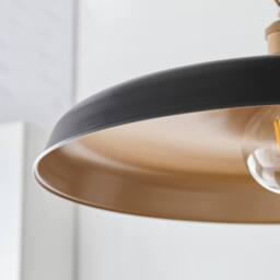 Netlighting Afragola Dome Pendant Ceiling Light Matt Black Satin Gold Paint - thumbnail 6