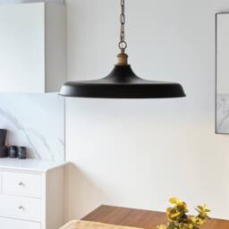 Netlighting Afragola Dome Pendant Ceiling Light Matt Black Satin Gold Paint - thumbnail 3