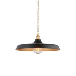 Netlighting Afragola Dome Pendant Ceiling Light Matt Black Satin Gold Paint - thumbnail 1