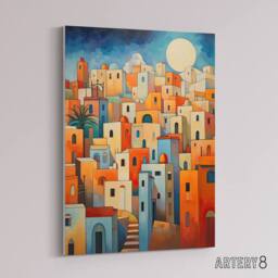 "Artery8 Abstract Morocco Cityscape Canvas Wall Art Print - Size: W18"" x H24""" - thumbnail 2