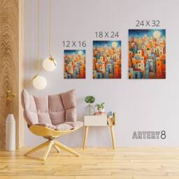 "Artery8 Abstract Morocco Cityscape Canvas Wall Art Print - Size: W18"" x H24""" - thumbnail 4