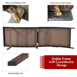 Costway 2PCS Folding Chaise Lounge Double-sided Cushioned Seat Wicker Outdoor Lounger - thumbnail 5