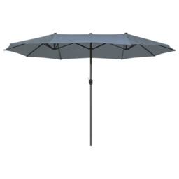Wyld and Coco Garden Sun Parasol 247 cm Oval Dark Grey Powder Coat Aluminium Pole - thumbnail 2