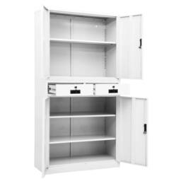 Berkfield Home Office Cabinet White 90x40x180 cm Steel - Size: 90 x 40 x 180 cm - thumbnail 6