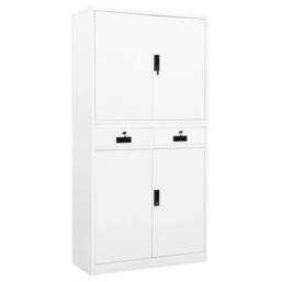 Berkfield Home Office Cabinet White 90x40x180 cm Steel - Size: 90 x 40 x 180 cm