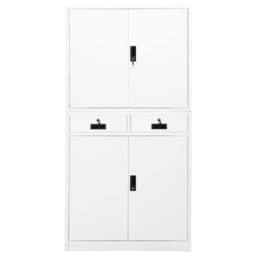 Berkfield Home Office Cabinet White 90x40x180 cm Steel - Size: 90 x 40 x 180 cm - thumbnail 2