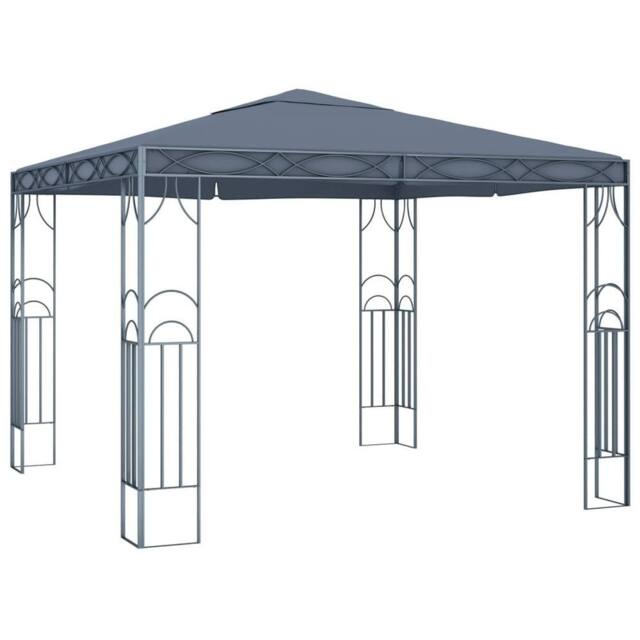 Berkfield Home Gazebo with LED String Lights 300x300 cm Anthracite in Dark Grey - image 1