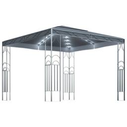 Berkfield Home Gazebo with LED String Lights 300x300 cm Anthracite in Dark Grey - thumbnail 3