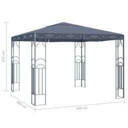 Berkfield Home Gazebo with LED String Lights 300x300 cm Anthracite in Dark Grey - thumbnail 8