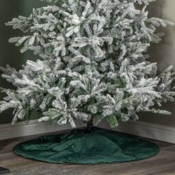 Samuel Alexander 1.2m Soft Dark Green Velour Christmas Tree Skirt with Gold Star Print - thumbnail 2
