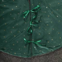 Samuel Alexander 1.2m Soft Dark Green Velour Christmas Tree Skirt with Gold Star Print - thumbnail 3