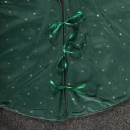 Samuel Alexander 1.2m Soft Dark Green Velour Christmas Tree Skirt with Gold Star Print - thumbnail 6