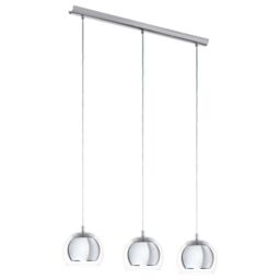 Loops Pendant Ceiling Light Colour Chrome Plated Shade Clear Glass Bulb E27 3x40W