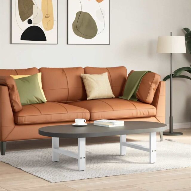 Berkfield Home Coffee Table Legs White 2 pcs 70x(30-31) cm Steel - image 1