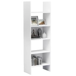 Berkfield Home Book Cabinet White 60x35x180 cm Engineered Wood - Size: 60 x 35 x 180 cm - thumbnail 5