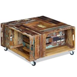 Berkfield Home Beautiful Coffee Table Solid Reclaimed Wood 70x70x35 cm - Size: 70 x 70 x 35 cm - thumbnail 1