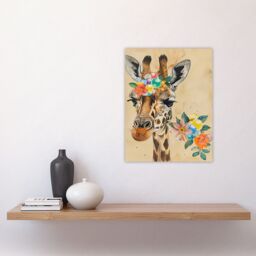 "Artery8 Floral Beads Cute Giraffe Headband Collage Wall Art Print in Beige - Size: W24"" x H32""" - thumbnail 4