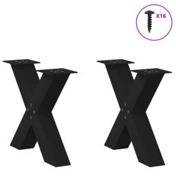 Berkfield Home Coffee Table Legs X-Shaped 2 pcs Black 60x(42-43) cm Steel - thumbnail 3