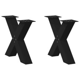 Berkfield Home Coffee Table Legs X-Shaped 2 pcs Black 60x(42-43) cm Steel - thumbnail 1