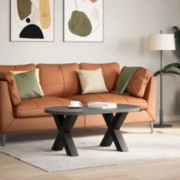 Berkfield Home Coffee Table Legs X-Shaped 2 pcs Black 60x(42-43) cm Steel - thumbnail 2