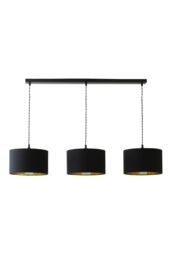 ValueLights Reni Metallic Drum Shade 3 Drop Bar Matte Black Diner Ceiling Light & Bulbs in Gold - thumbnail 6