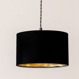 ValueLights Reni Metallic Drum Shade 3 Drop Bar Matte Black Diner Ceiling Light & Bulbs in Gold - thumbnail 4