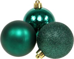 Shatchi 50mm/12Pcs Christmas Baubles Shatterproof Emerald Green, Tree Decorations in Green - thumbnail 3