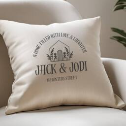 Aye Do Gifts Personalised Little New Home Cushion in Cream - Size: 40 cm x 40 cm