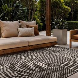 THE RUGS Ted Baker Reversible Indoor Outdoor Barkham Rug Abstract in Black - Size: 200 cm x 300 cm - thumbnail 3