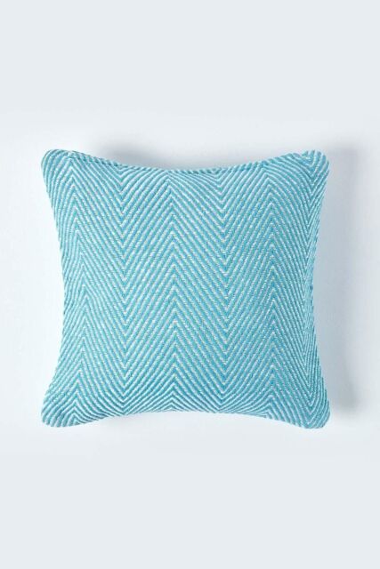 Homescapes Cotton Halden Cushion Cover in Teal - Size: 60 cm x 60 cm - image 1