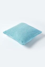 Homescapes Cotton Halden Cushion Cover in Teal - Size: 60 cm x 60 cm - thumbnail 3