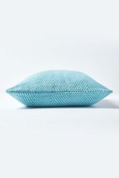 Homescapes Cotton Halden Cushion Cover in Teal - Size: 60 cm x 60 cm - thumbnail 2