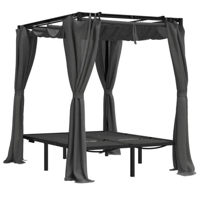 Berkfield Home Beautiful Double Sun Lounger with Side & Top Curtains Anthracite in Charcoal - image 1