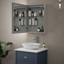Loops 500 x 700mm IP44 LED Bathroom Mirror Cabinet - Touch Demister & Shaver Socket - thumbnail 4
