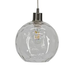 First Choice Lighting Barnum - Clear Dimple Glass Globe with Satin Nickel Pendant Fitting - thumbnail 7