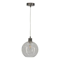 First Choice Lighting Barnum - Clear Dimple Glass Globe with Satin Nickel Pendant Fitting - thumbnail 1
